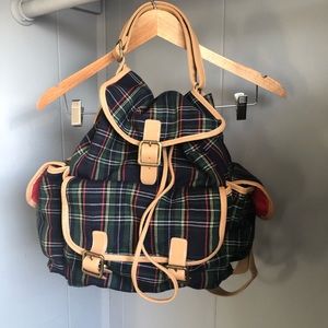 Barnes & Nobel Punctuate Green Plaid Backpack